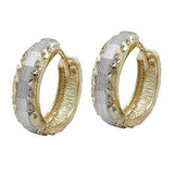 Creole 14x4mm Klappscharnier bicolor diamantiert 9Kt GOLD