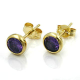 Stecker 5mm Zirkonia amethyst-gefärbt 14Kt GOLD