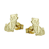 Stecker 8x5mm Katzen teil-mattiert 8Kt GOLD