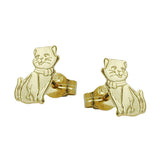 Stecker 8x5mm Katzen teil-mattiert 8Kt GOLD