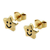 Stecker 6x6mm Stern mit Gesicht 9Kt GOLD