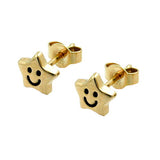 Stecker 6x6mm Stern mit Gesicht 9Kt GOLD