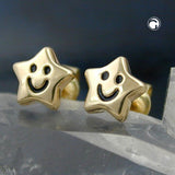 Stecker 6x6mm Stern mit Gesicht 9Kt GOLD
