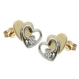 Stecker, Doppelherz bicolor, 9Kt GOLD