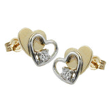 Stecker, Doppelherz bicolor, 9Kt GOLD
