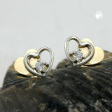 Stecker, Doppelherz bicolor, 9Kt GOLD