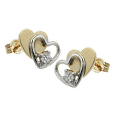 Stecker, Doppelherz bicolor, 9Kt GOLD