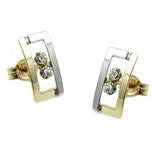 Stecker, bicolor, Zirkonia, 9Kt GOLD