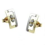 Stecker, bicolor, Zirkonia, 9Kt GOLD
