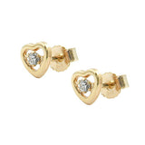 Stecker, Herz mit Zirkonia, 9Kt GOLD