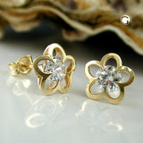 Stecker 8mm Blume mit Zirkonia 9Kt GOLD