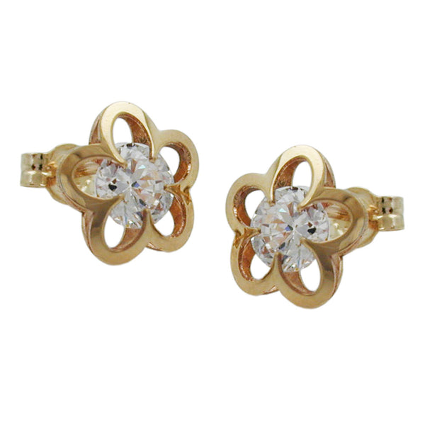 Stecker 8mm Blume mit Zirkonia 9Kt GOLD