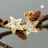 Stecker 8mm Stern mit Zirkonia 9Kt GOLD