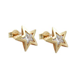 Stecker 8mm Stern mit Zirkonia 9Kt GOLD