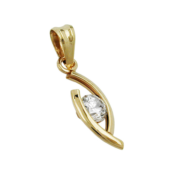 Anhänger, oval mit Zirkonia, 9Kt GOLD