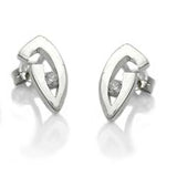 Stecker, mit Zirkonia, 9Kt Weißgold