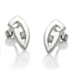 Stecker, mit Zirkonia, 9Kt Weißgold