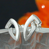 Stecker, mit Zirkonia, 9Kt Weißgold