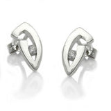 Stecker, mit Zirkonia, 9Kt Weißgold