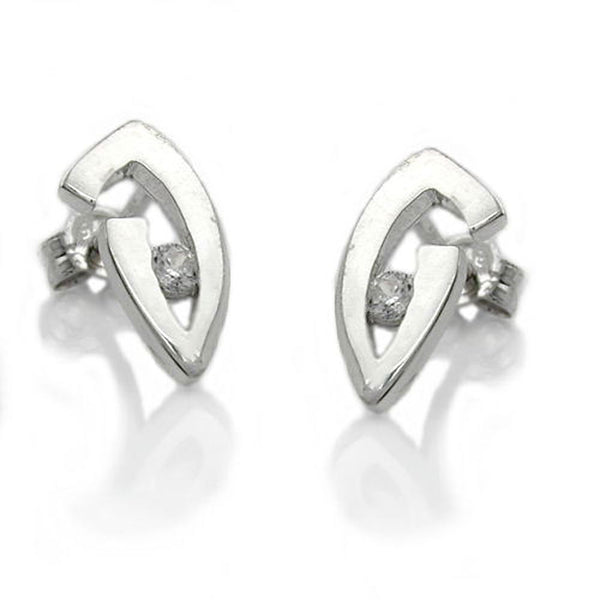 Stecker, mit Zirkonia, 9Kt Weißgold