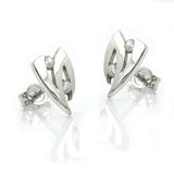 Stecker, mit Zirkonia, 9Kt Weißgold