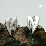 Stecker, mit Zirkonia, 9Kt Weißgold