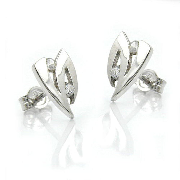 Stecker, mit Zirkonia, 9Kt Weißgold