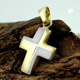 Anhänger, Kreuz bicolor, 14Kt GOLD