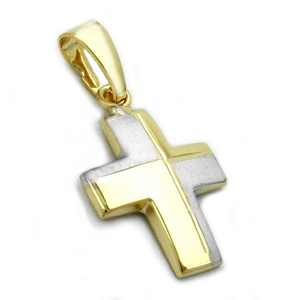 Anhänger, Kreuz bicolor, 14Kt GOLD