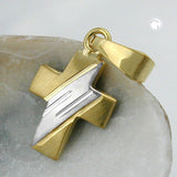 Anhänger, Kreuz bicolor, 14Kt GOLD
