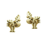 Stecker 8x6mm Elch Augen schwarz lackiert matt-glänzend 9Kt GOLD