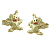 Stecker 8x6mm Clown glänzend farbig lackiert 9Kt GOLD