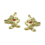 Stecker 8x6mm Clown glänzend farbig lackiert 9Kt GOLD