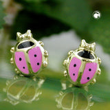 Stecker, Marienkäfer rosa, 9Kt GOLD
