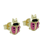 Stecker, Marienkäfer rosa, 9Kt GOLD