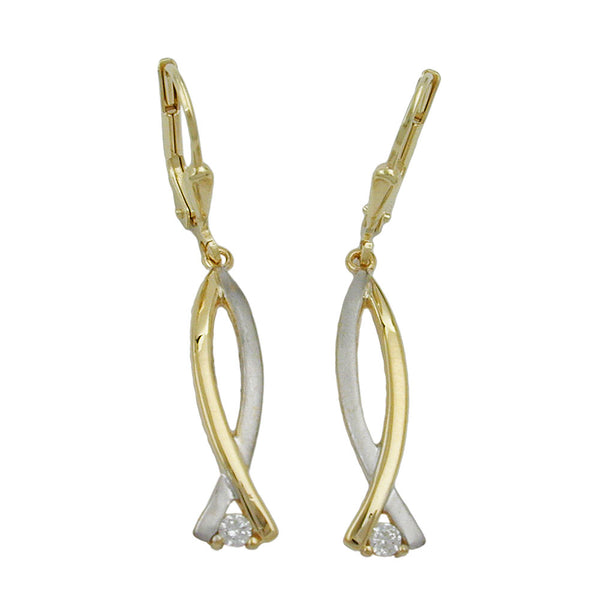 Brisur, bicolor mit Zirkonia, 9Kt GOLD