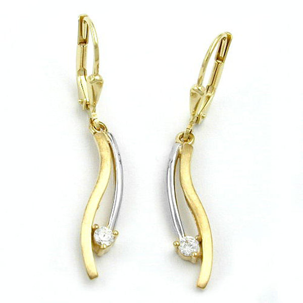 Brisur, bicolor mit Zirkonia, 9Kt GOLD