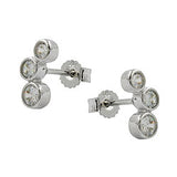 Stecker 9x5mm mit 3 Zirkonias glänzend 9Kt Weißgold