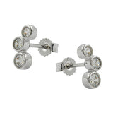 Stecker 9x5mm mit 3 Zirkonias glänzend 9Kt Weißgold
