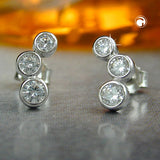 Stecker 9x5mm mit 3 Zirkonias glänzend 9Kt Weißgold