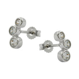 Stecker 9x5mm mit 3 Zirkonias glänzend 9Kt Weißgold