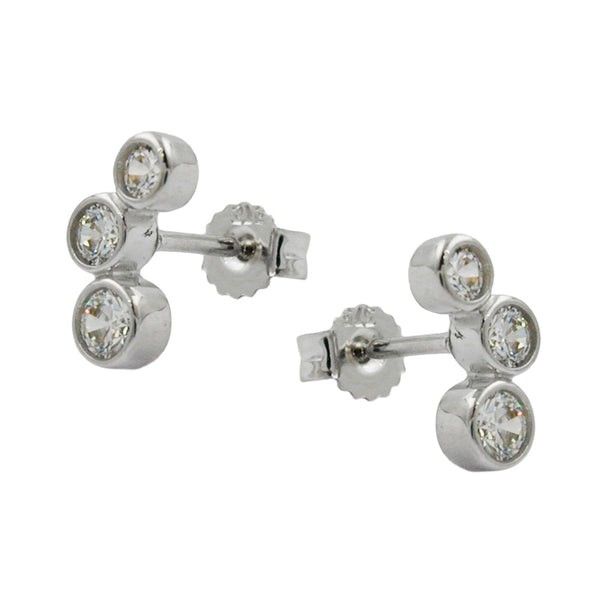 Stecker 9x5mm mit 3 Zirkonias glänzend 9Kt Weißgold