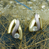 Stecker, bicolor mit Zirkonia, 9Kt GOLD
