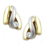 Stecker, bicolor mit Zirkonia, 9Kt GOLD