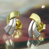 Stecker, bicolor-rhodiniert, 9Kt GOLD