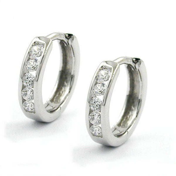 Creole, 13x Zirkonia, 9Kt Weißgold