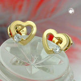 Stecker, Herz mit Zirkonia, 14Kt GOLD