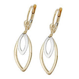 Ohrbrisur Ohrhänger Ohrringe 35x9,5mm 2 Ovale bicolor mit Weißgold 9Kt GOLD