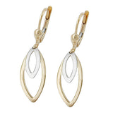 Ohrbrisur Ohrhänger Ohrringe 35x9,5mm 2 Ovale bicolor mit Weißgold 9Kt GOLD