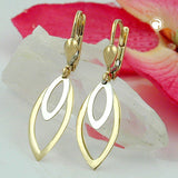 Ohrbrisur Ohrhänger Ohrringe 35x9,5mm 2 Ovale bicolor mit Weißgold 9Kt GOLD